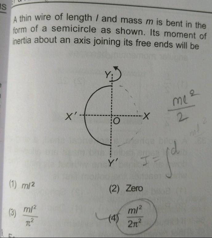 a thin wire of length l and mass m