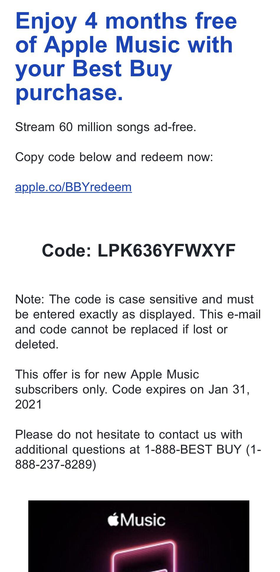 apple music redemption code