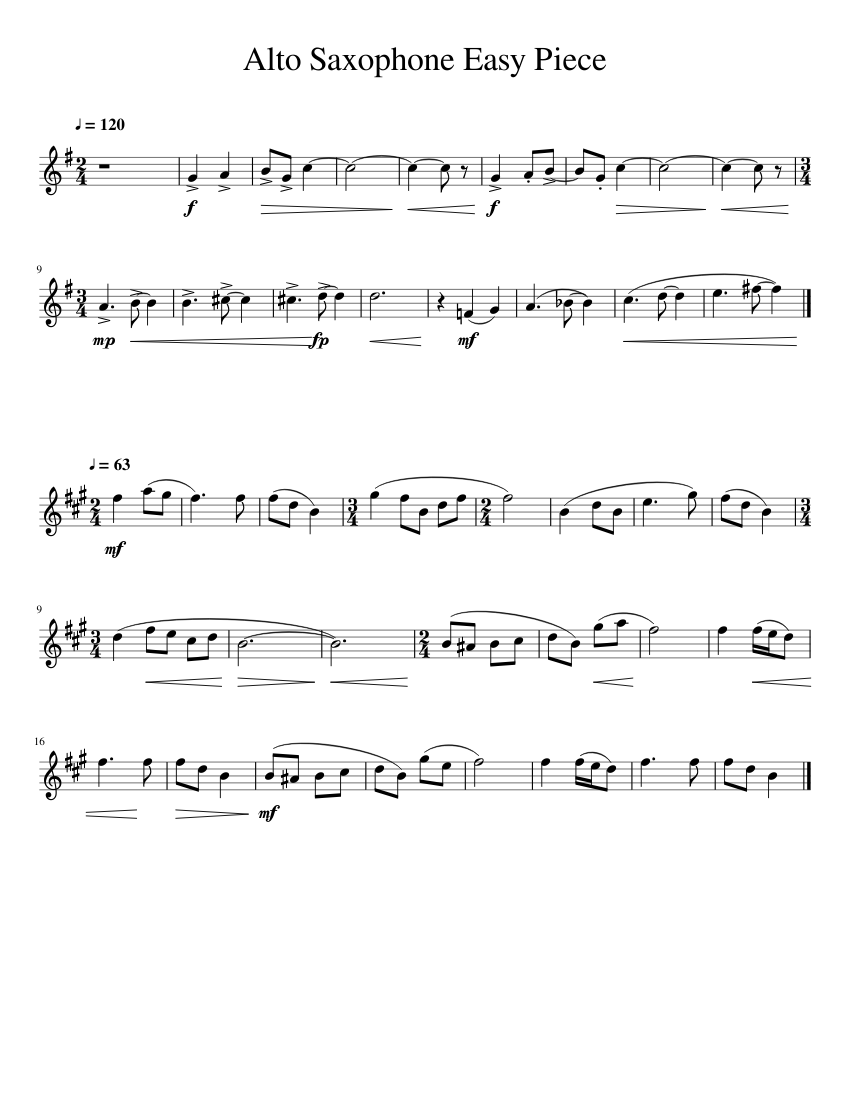 easy saxophone sheet music