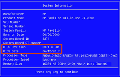 hp laptop bios key