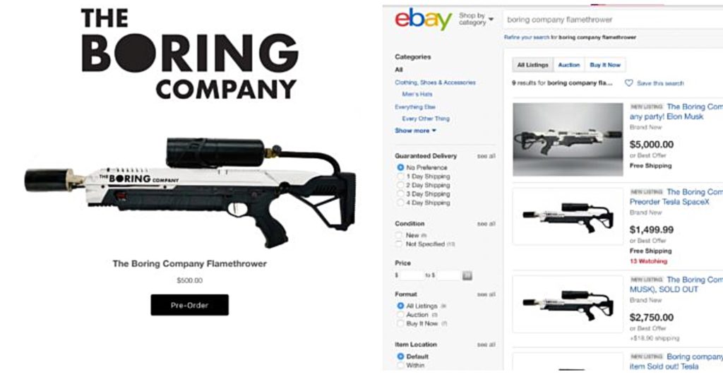 elon musk flamethrower price