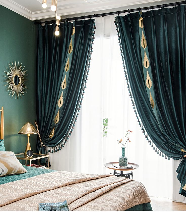 emerald green drapes