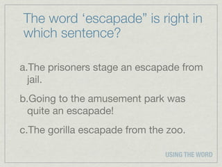 escapades in a sentence