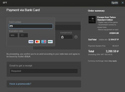 escape from tarkov paypal
