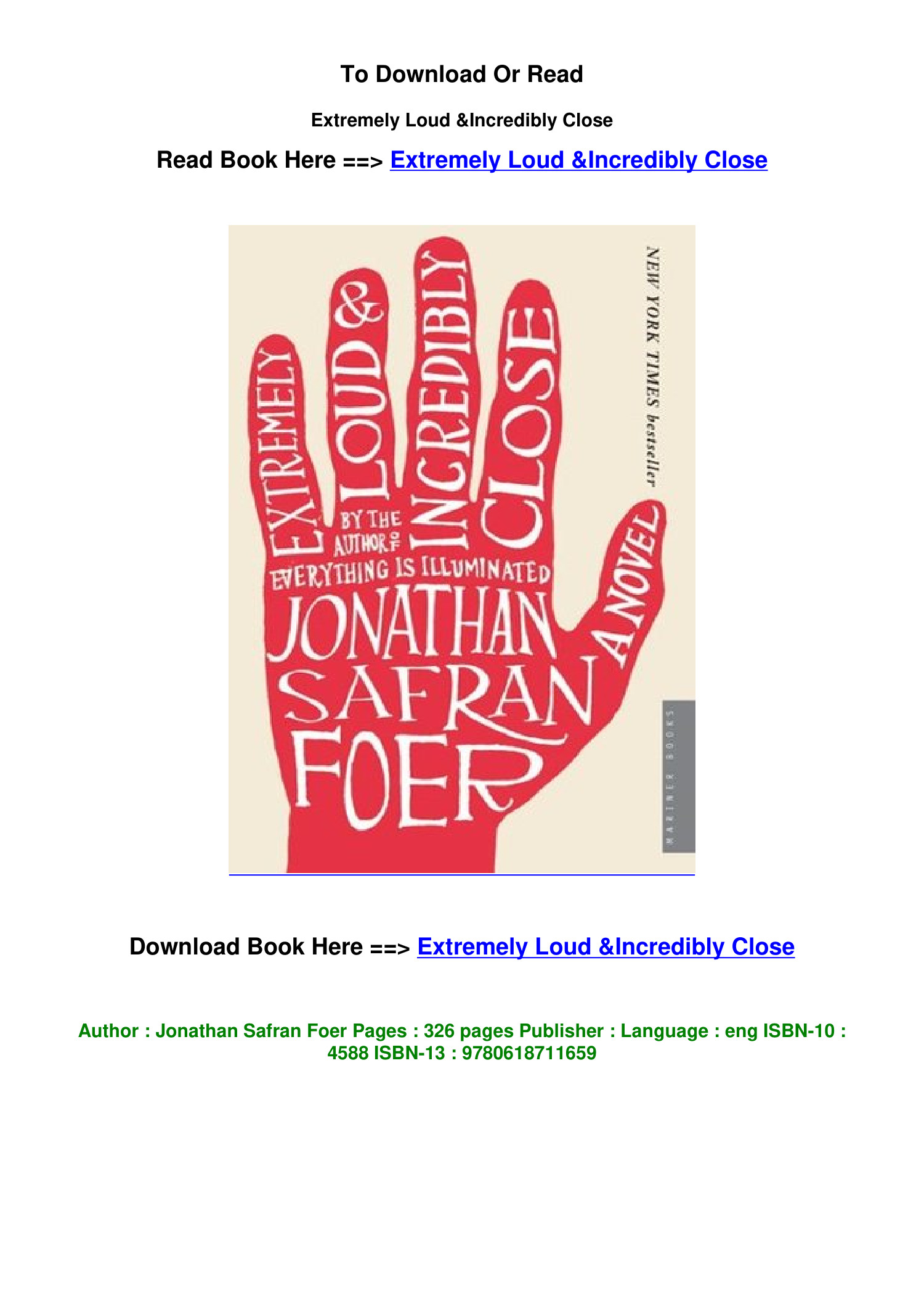 extremely loud and incredibly close pdf