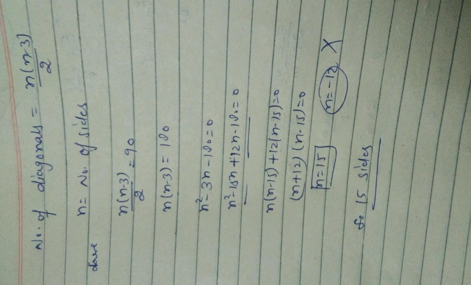 a polygon has 90 diagonals