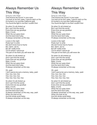 remember us this way lyrics