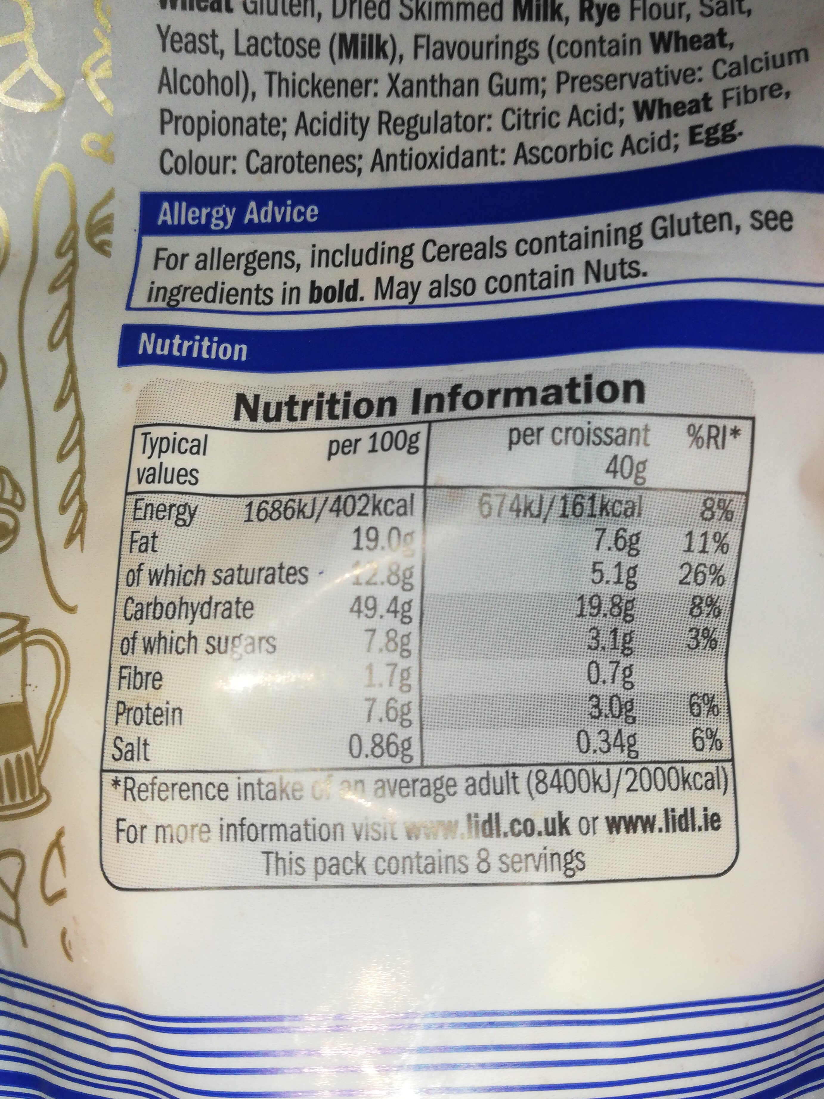 calories in a croissant lidl