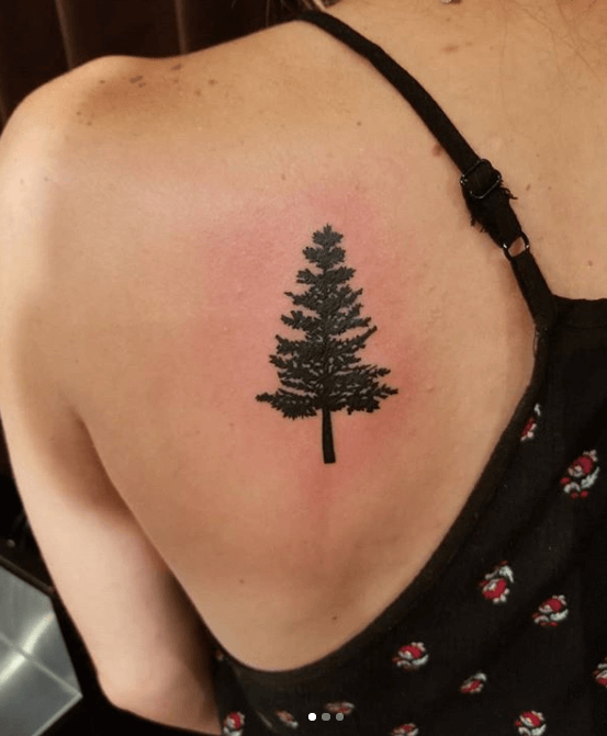 pine tree silhouette tattoo