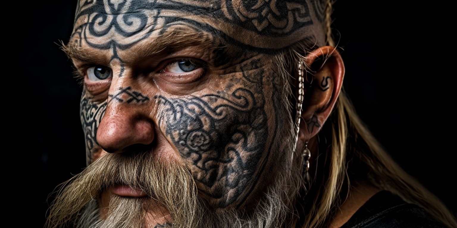 face tattoo viking