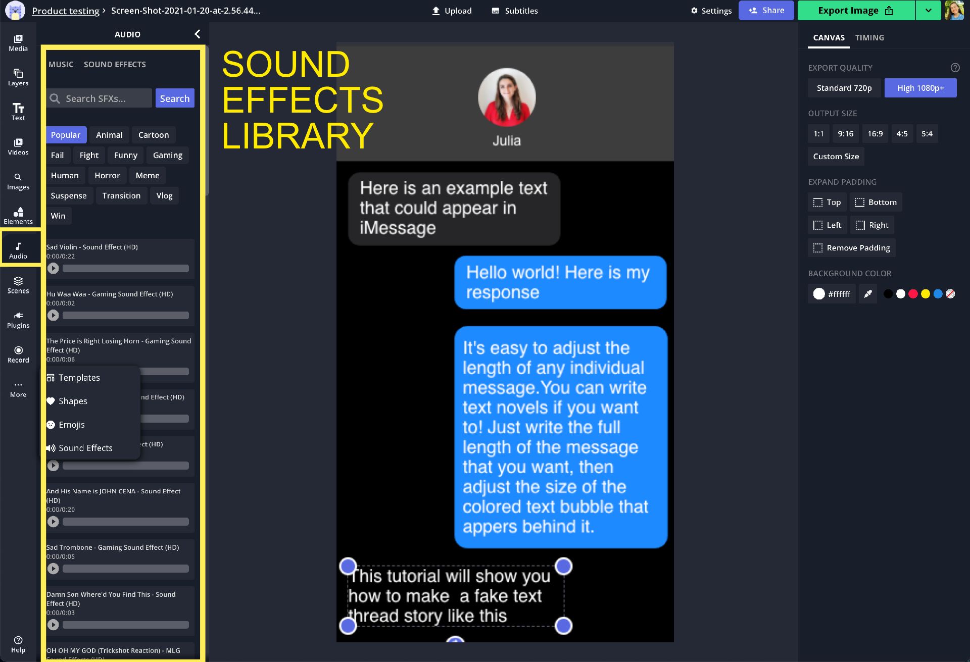 fake text message dark mode