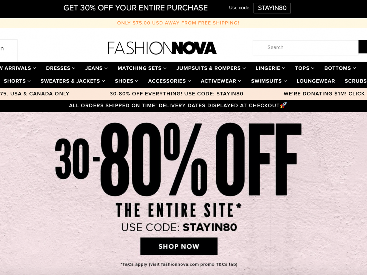 fashion nova discount codes canada