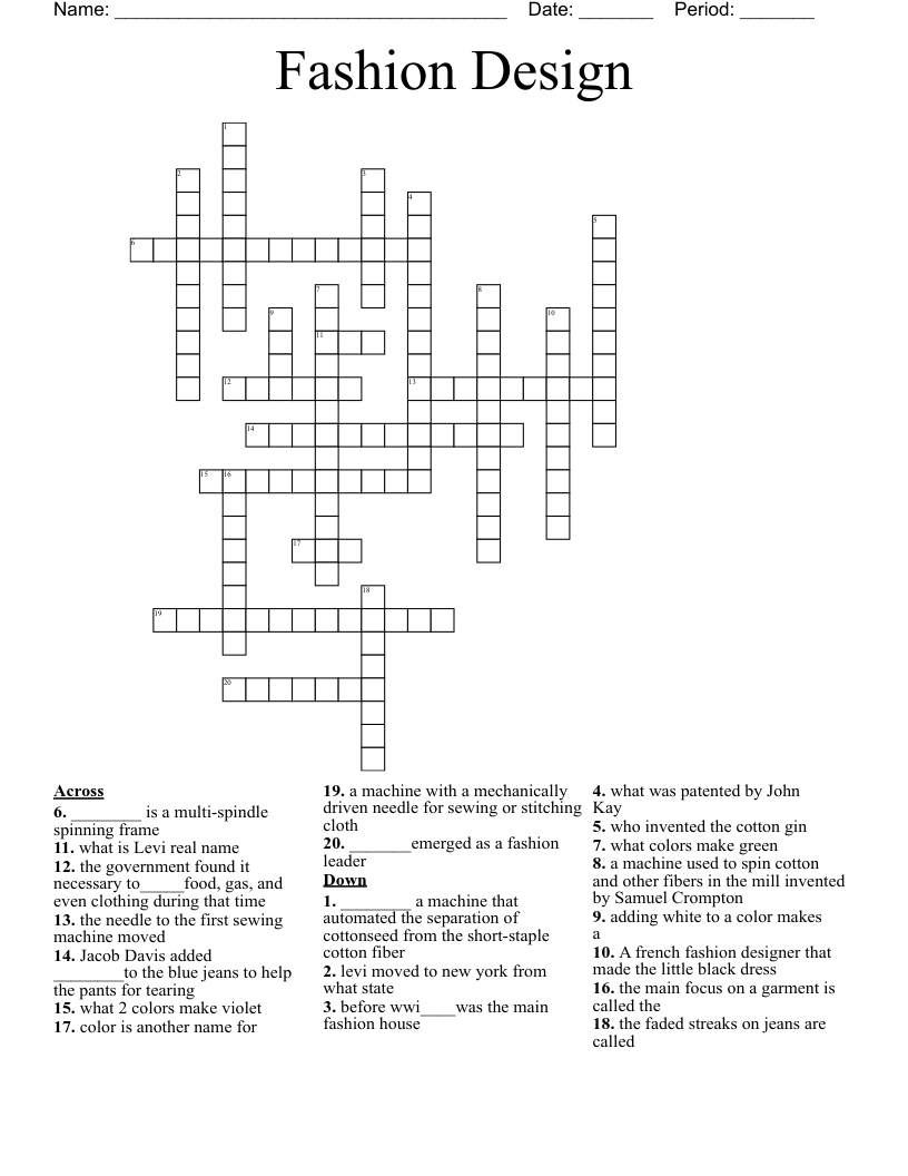 fashioned crossword clue