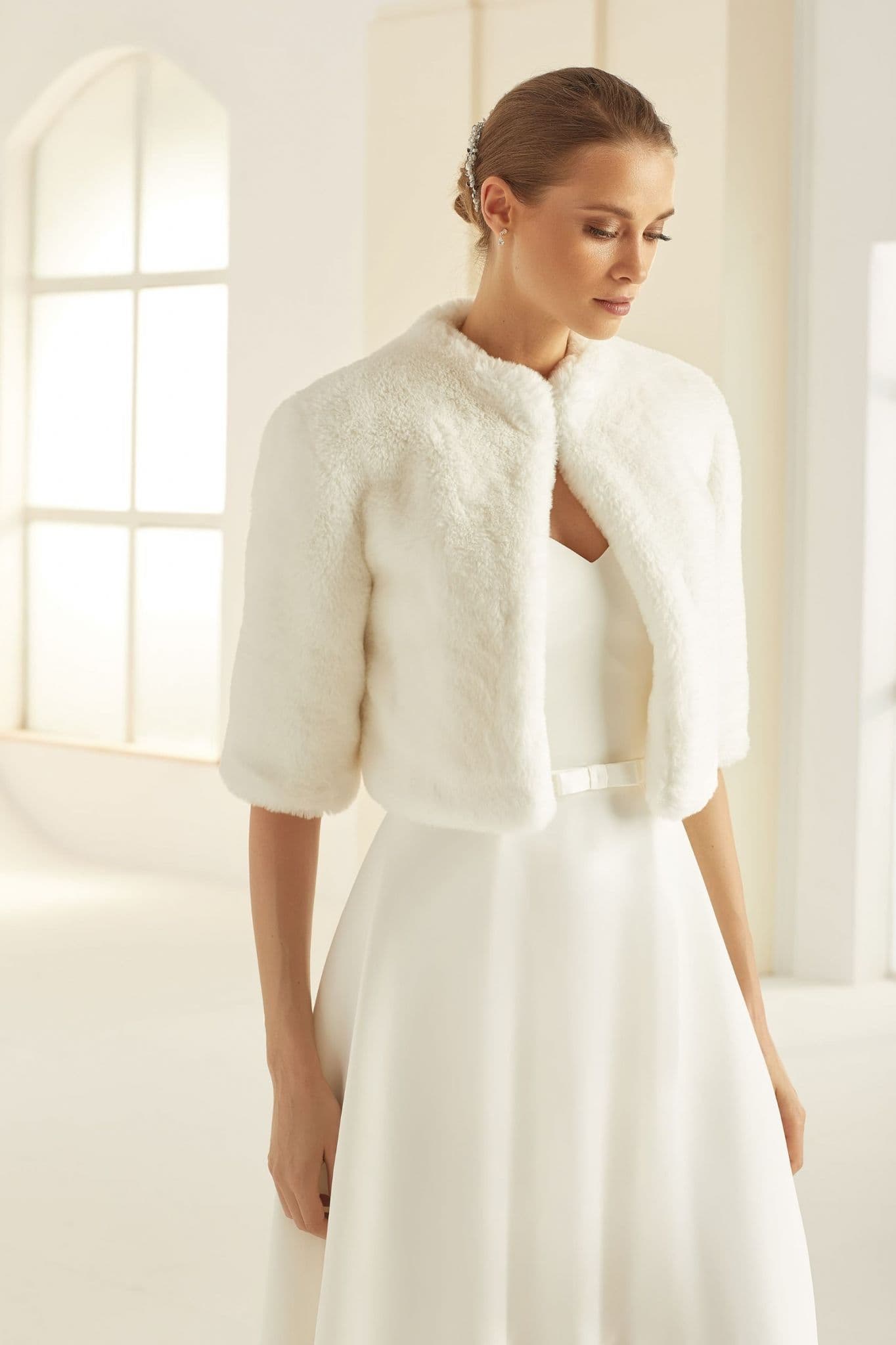 faux fur wedding jacket