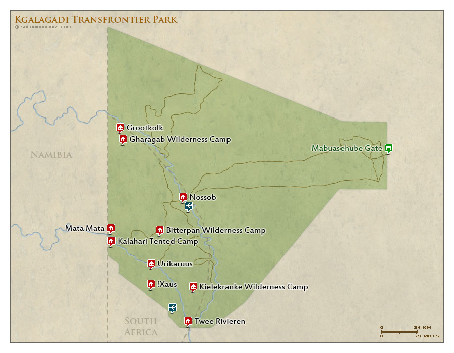 map kgalagadi transfrontier national park