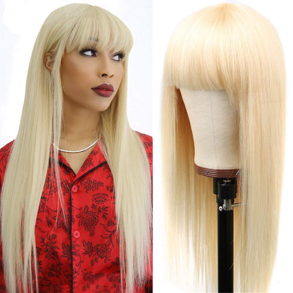 blonde hair wigs with bangs