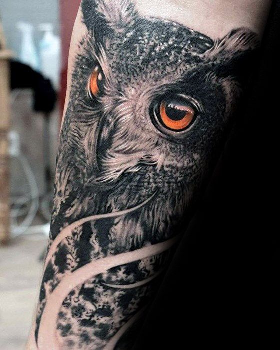 arm owl tattoo