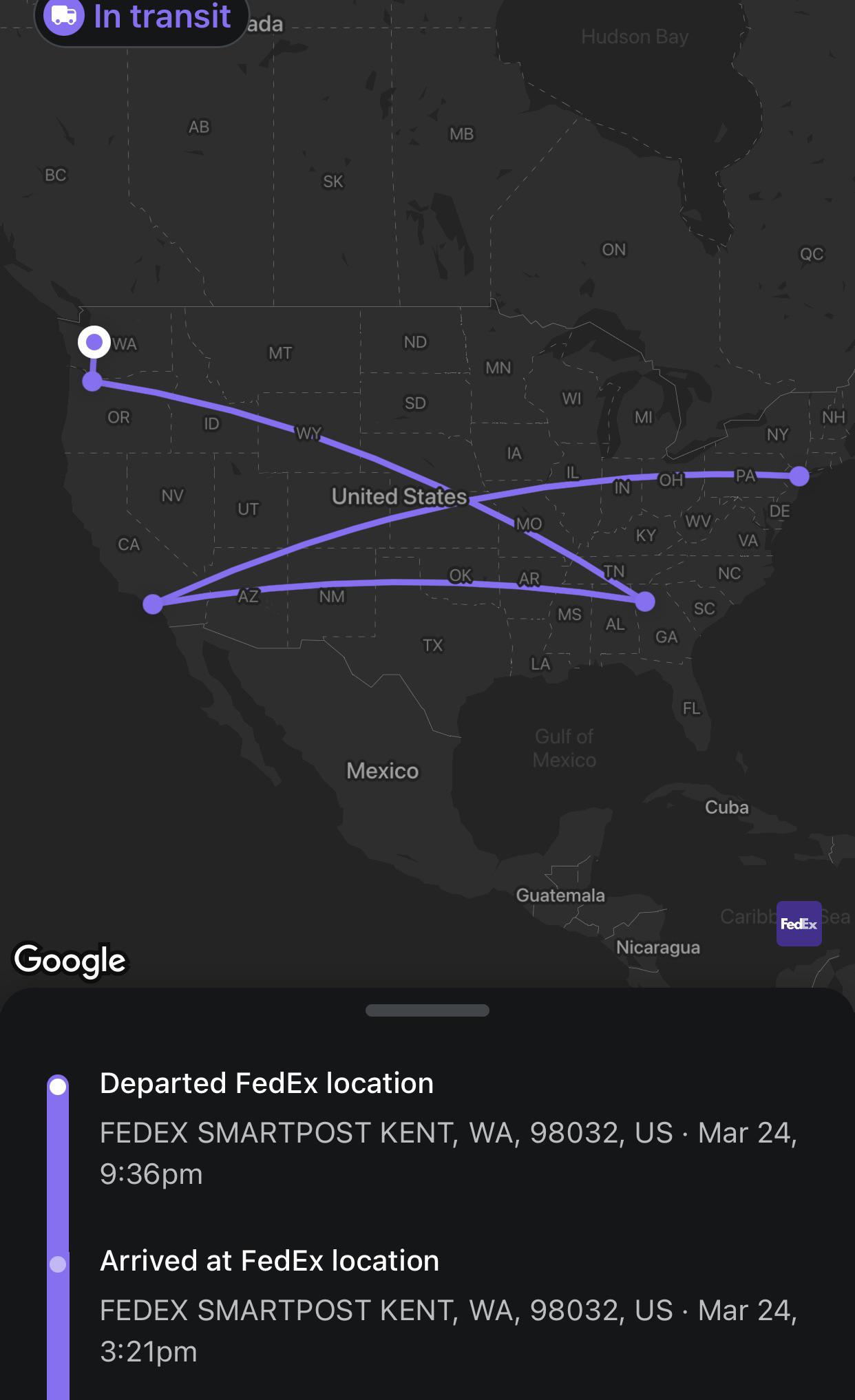 fedex tracking google maps