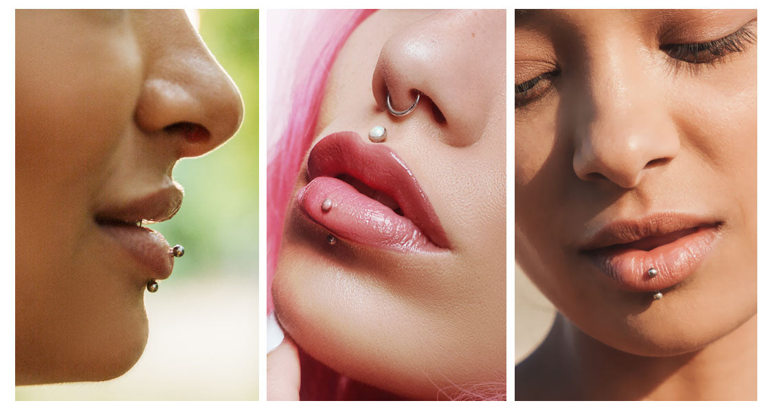 vertical labret piercing jewelry