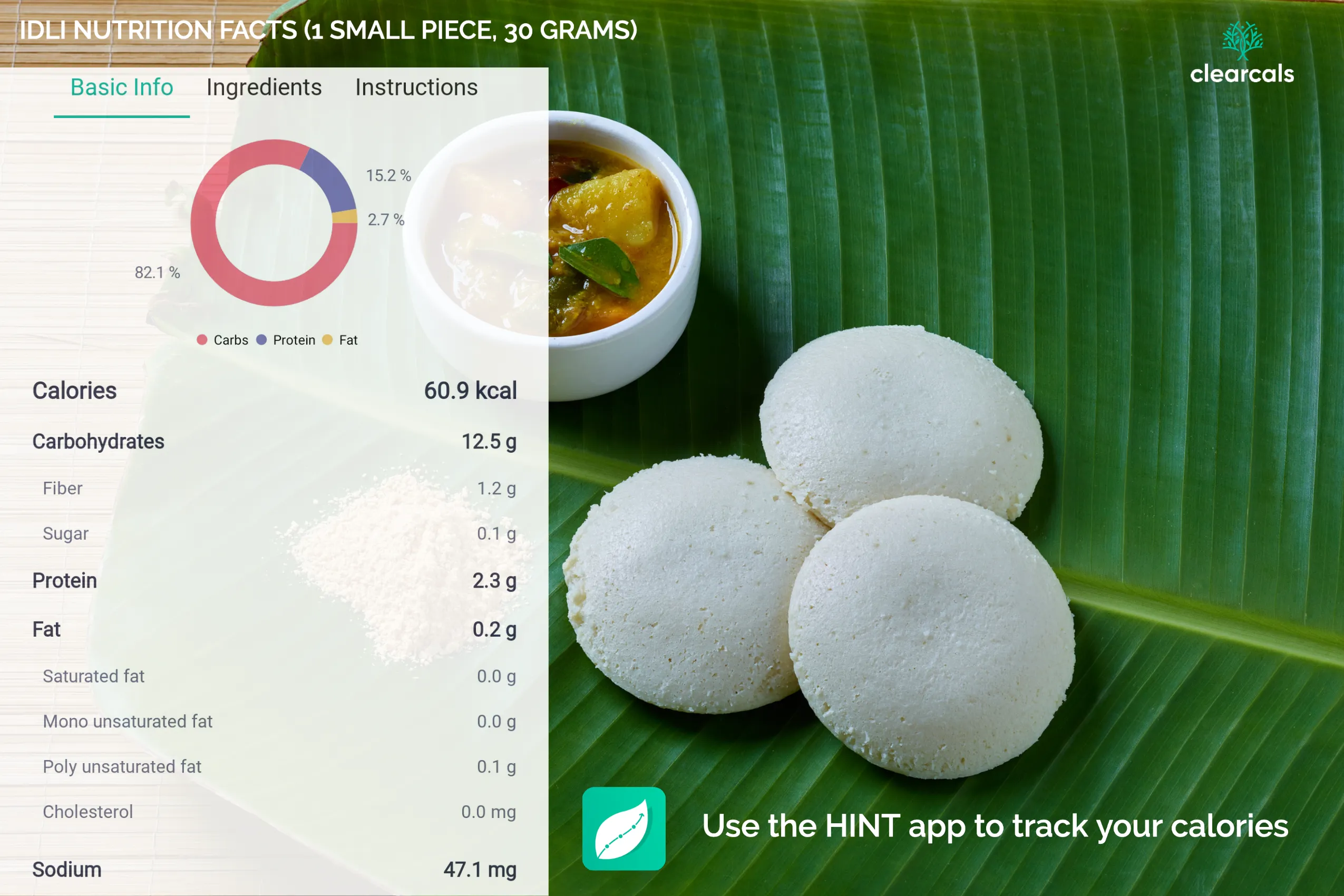 4 idli sambar calories