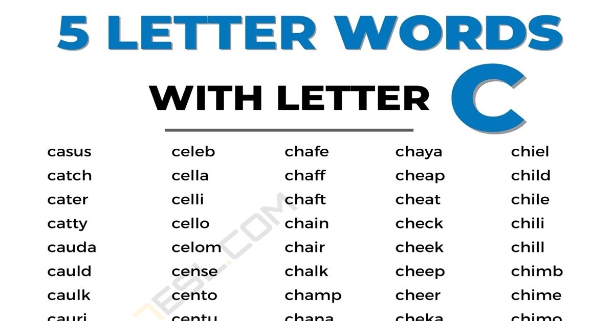 five letter words that end in c