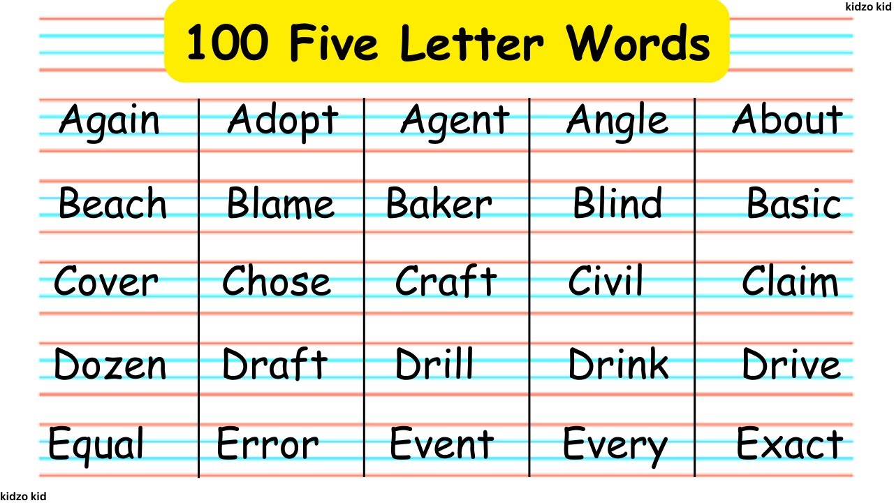 five letter words with
