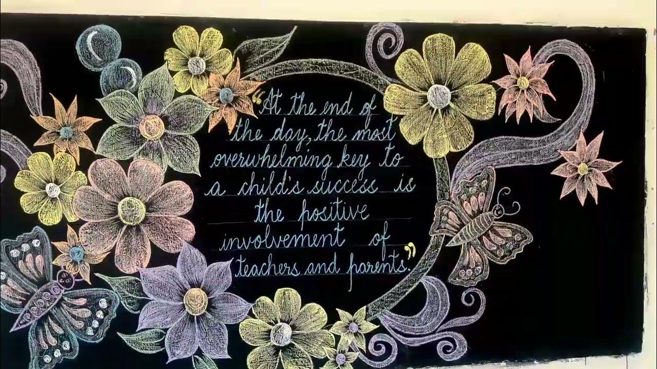 flower blackboard decoration with chalk