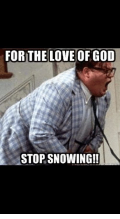 for the love of god stop snowing meme
