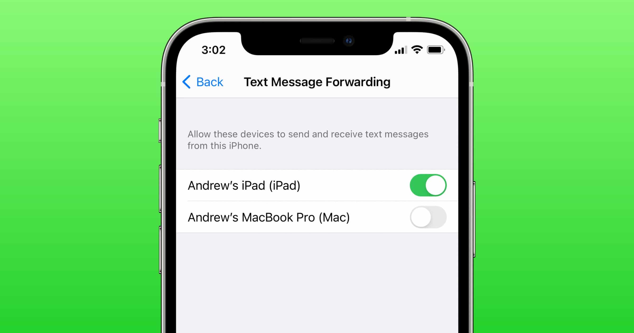 forward messages to ipad