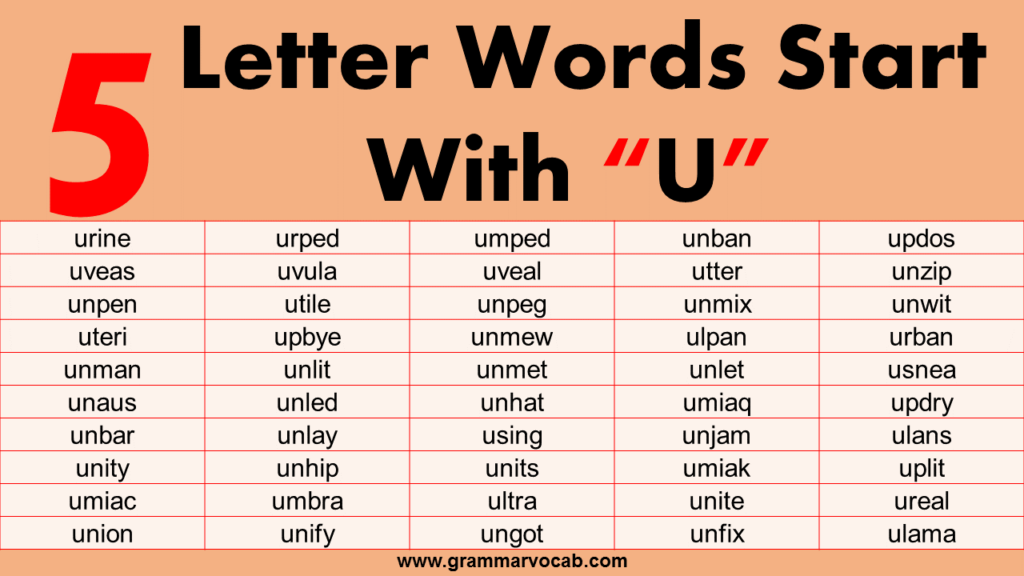 four letter words that start with u