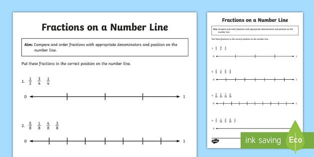 fractions on number lines worksheet