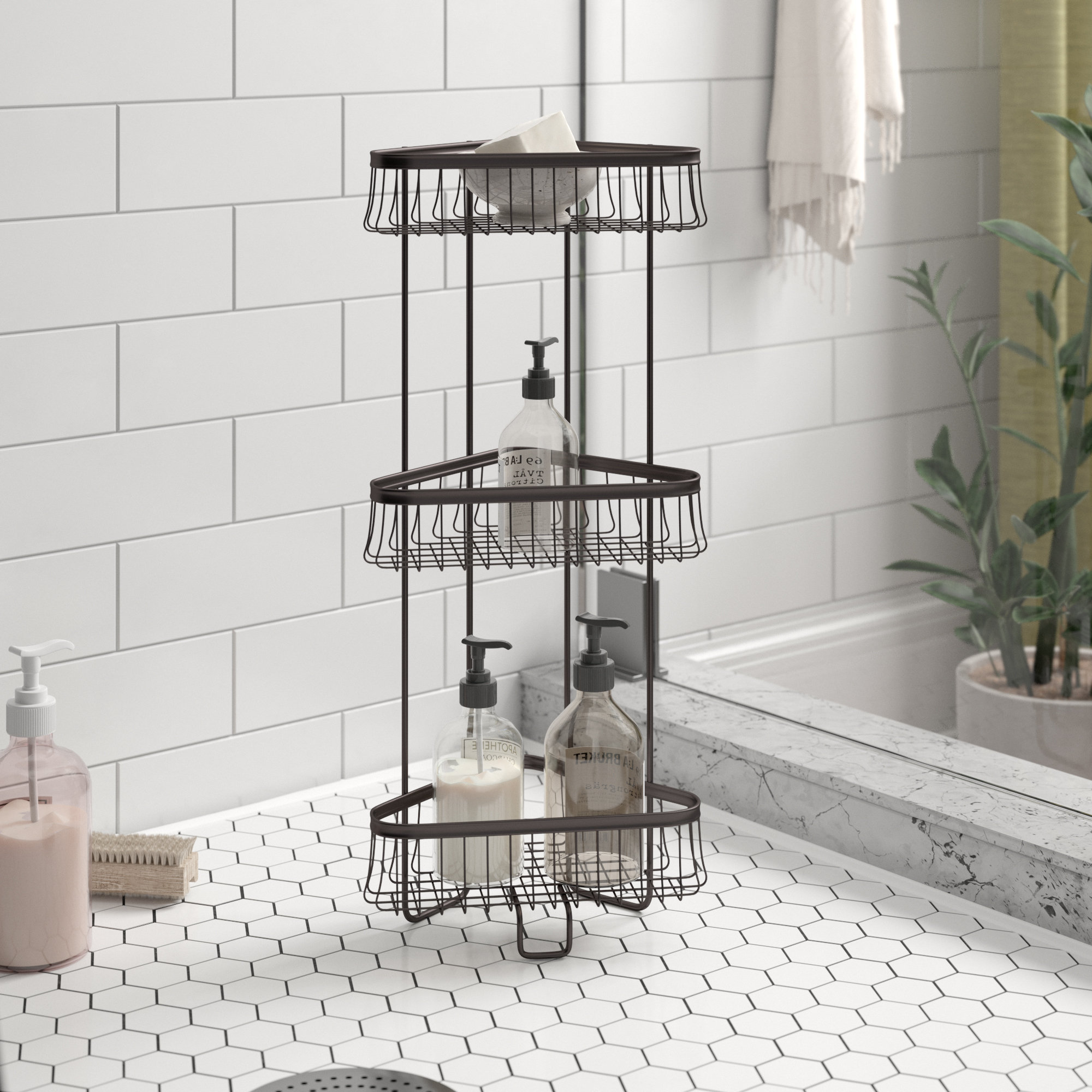 free standing shower caddy rust proof