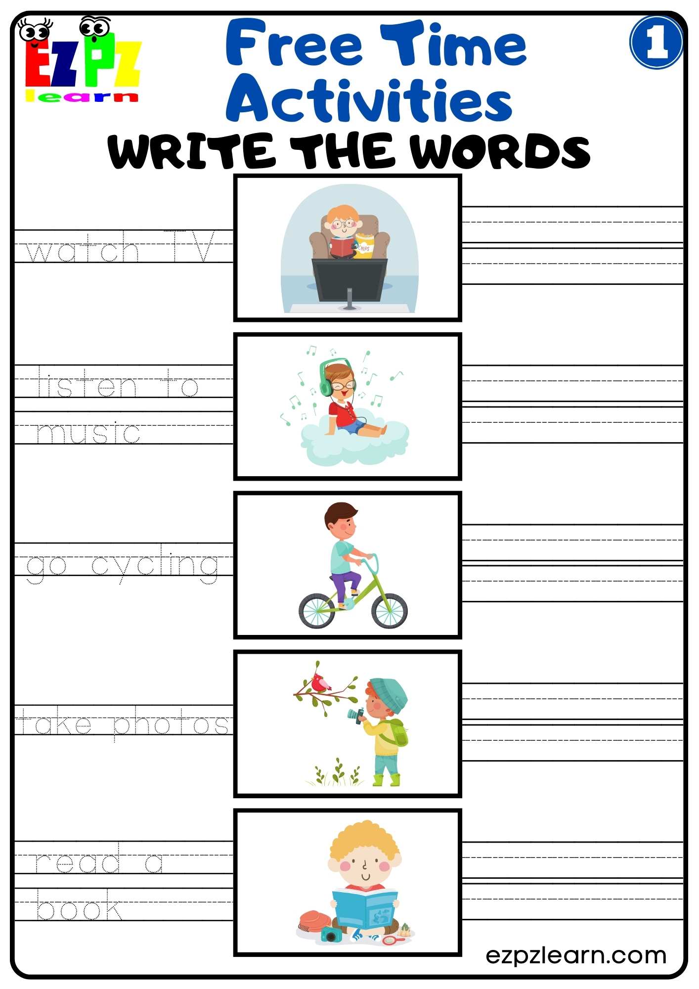 free time activities worksheets pdf