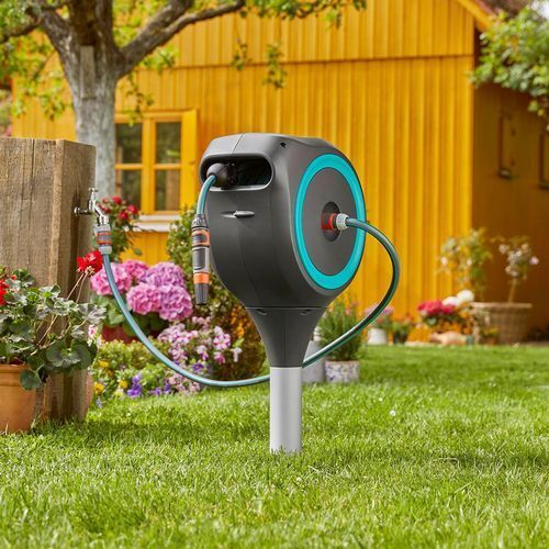 gardena post mounted retractable hose reel