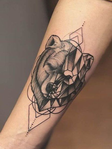 geometric bear tattoo