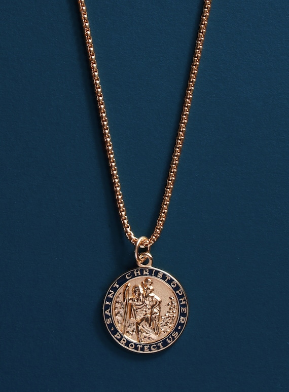 gold saint christopher necklace for men