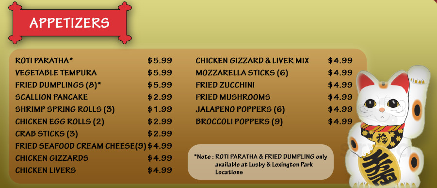 golden chicken prince frederick menu