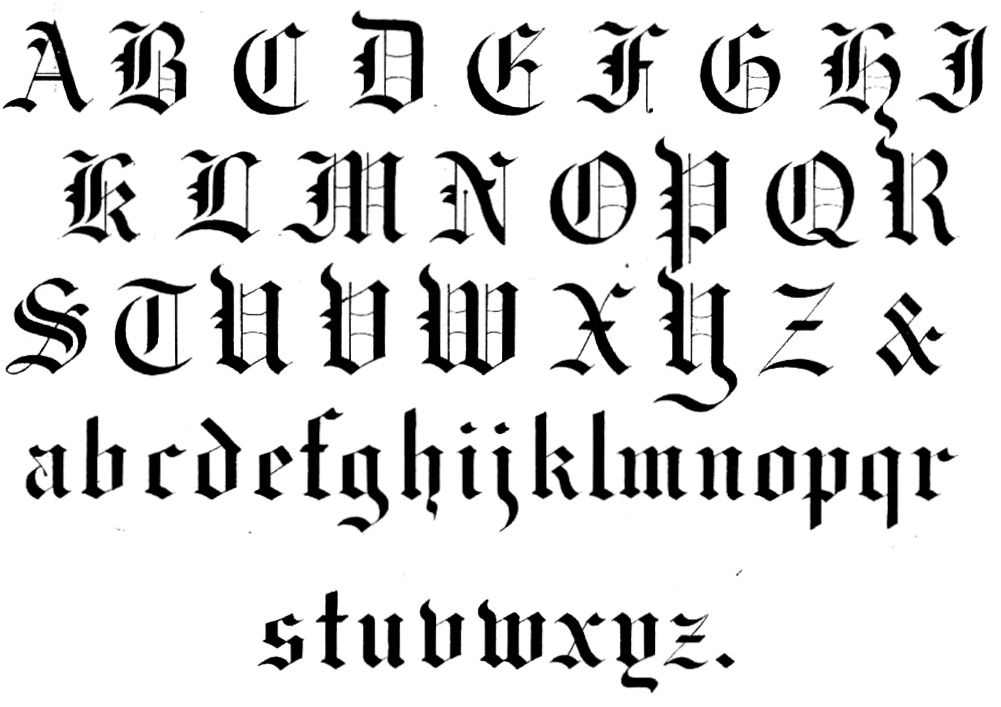 gothic calligraphy alphabet