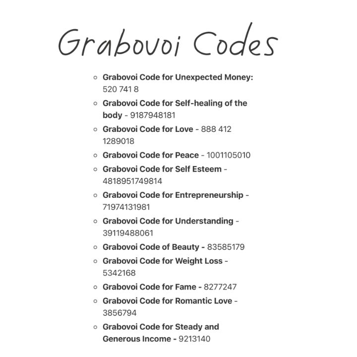 grabovoi codes