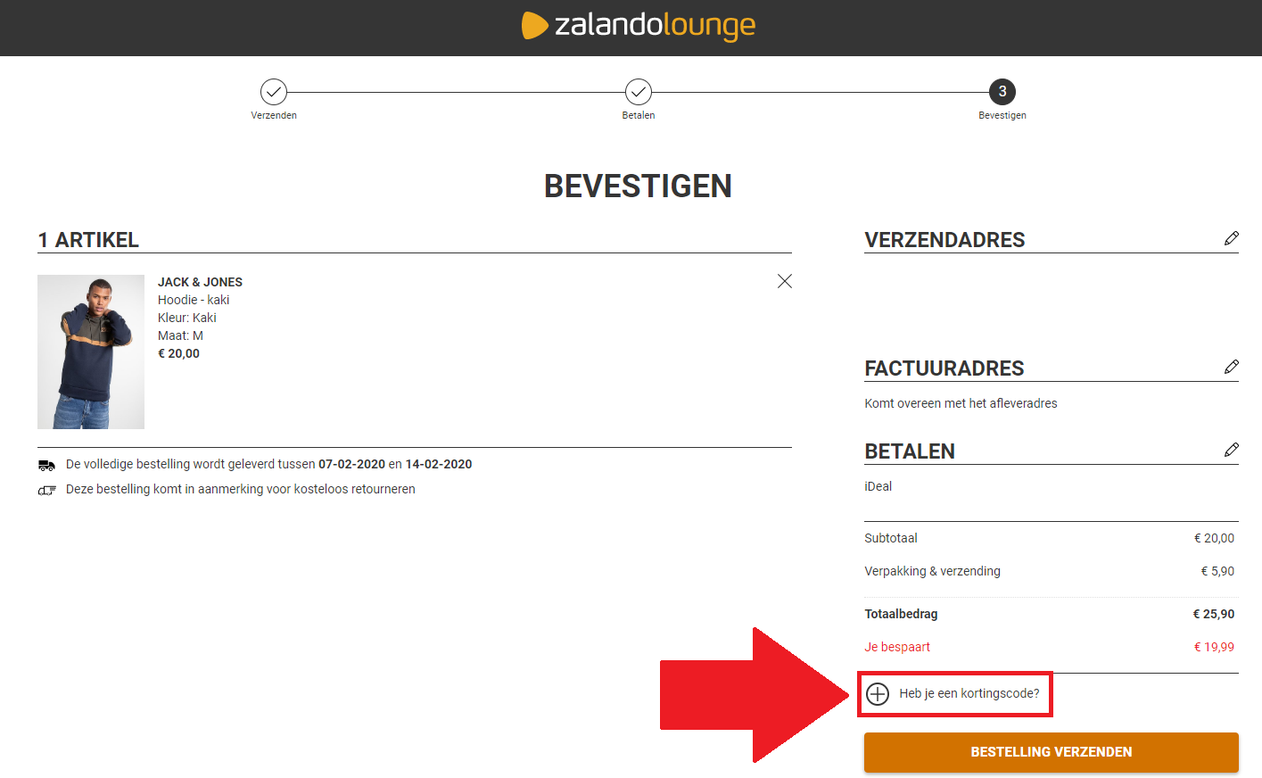 gratis bezorging zalando lounge