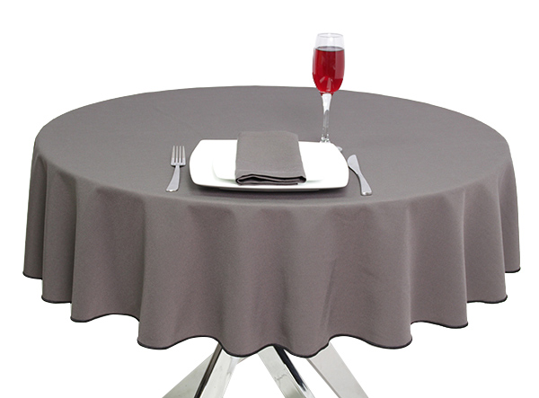 grey round tablecloth