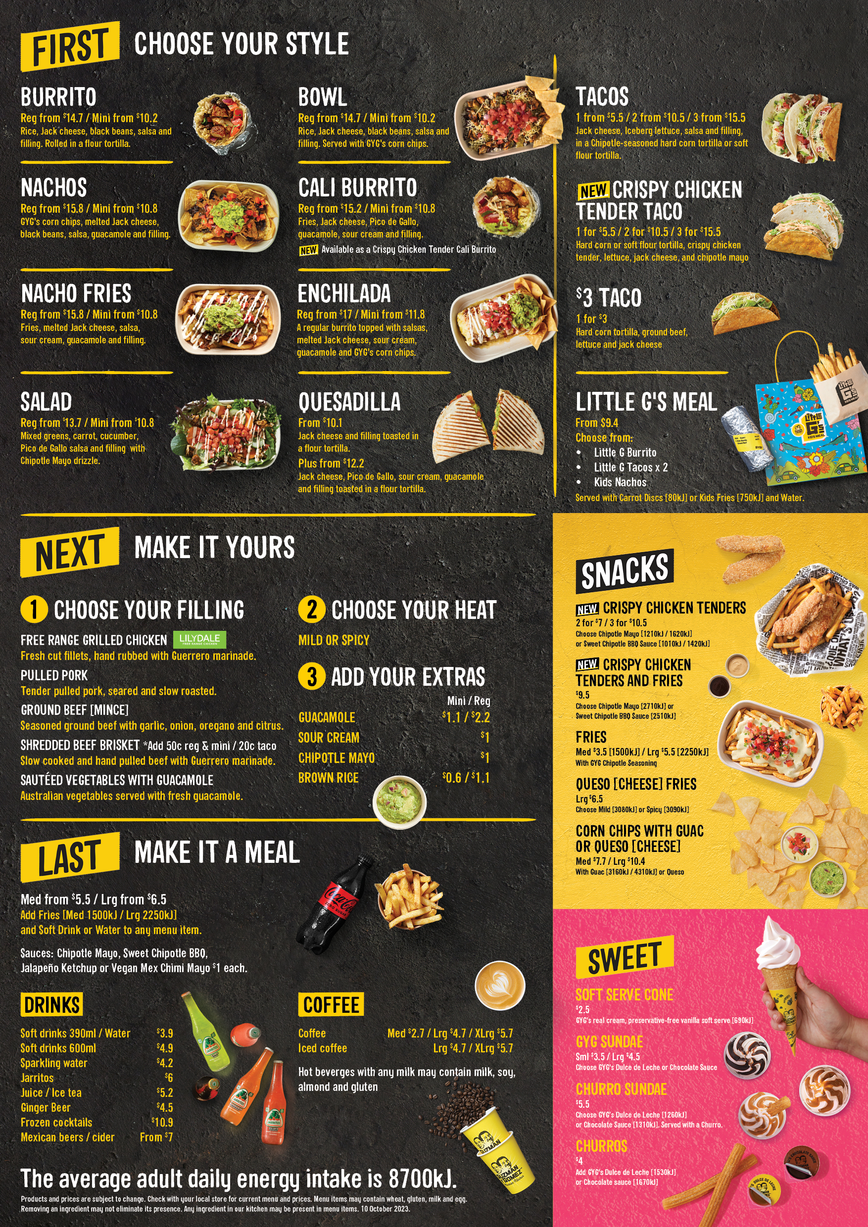 guzman y gomez - malaga menu