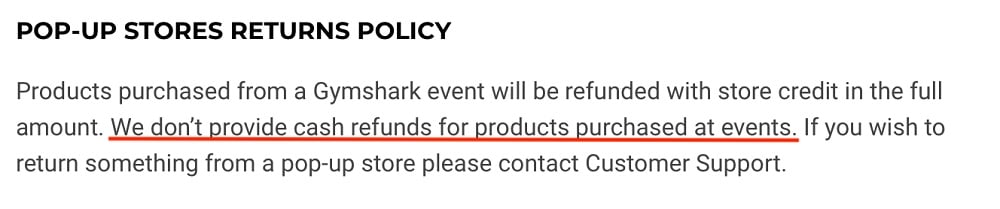 gymshark return policy