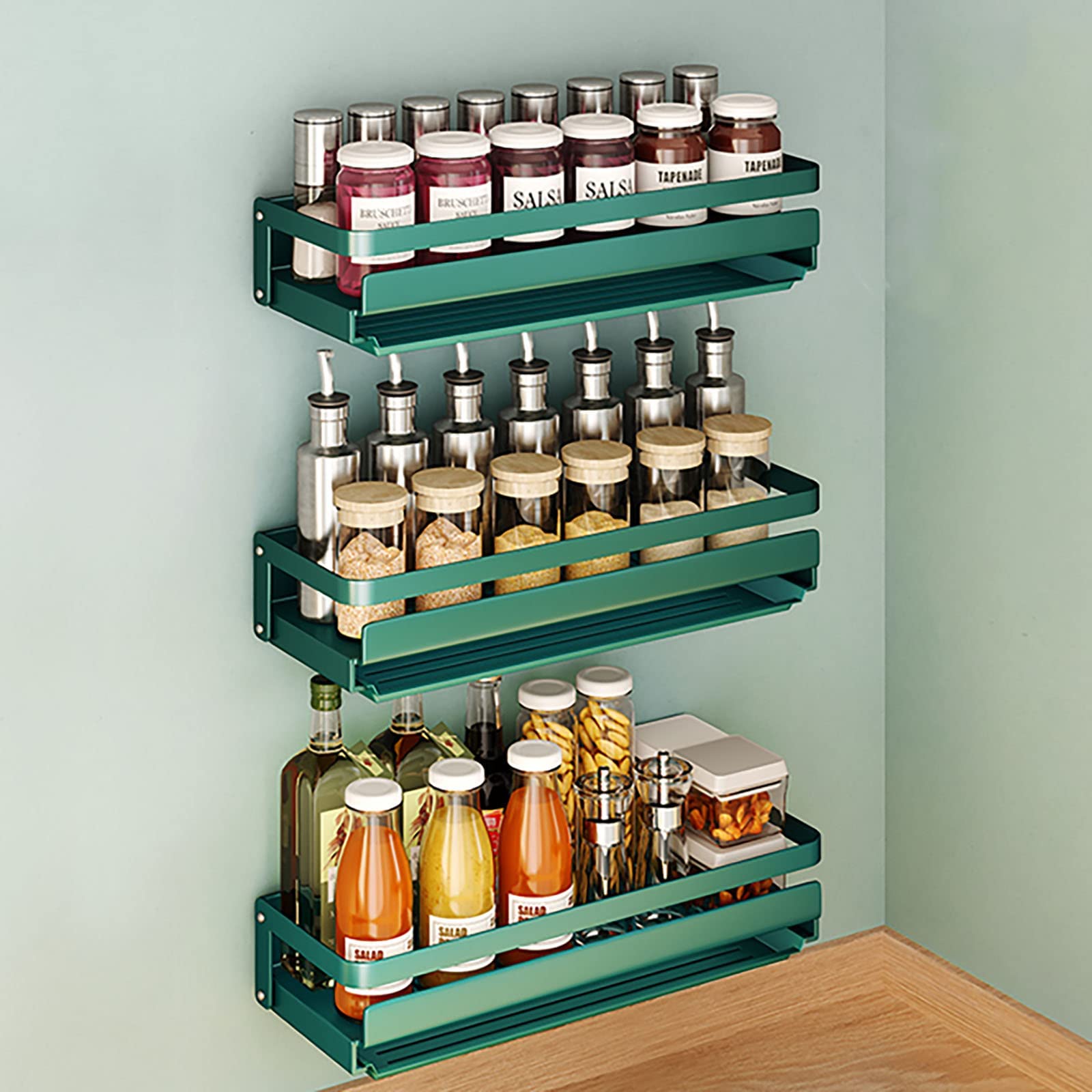 hanging spice rack with spices