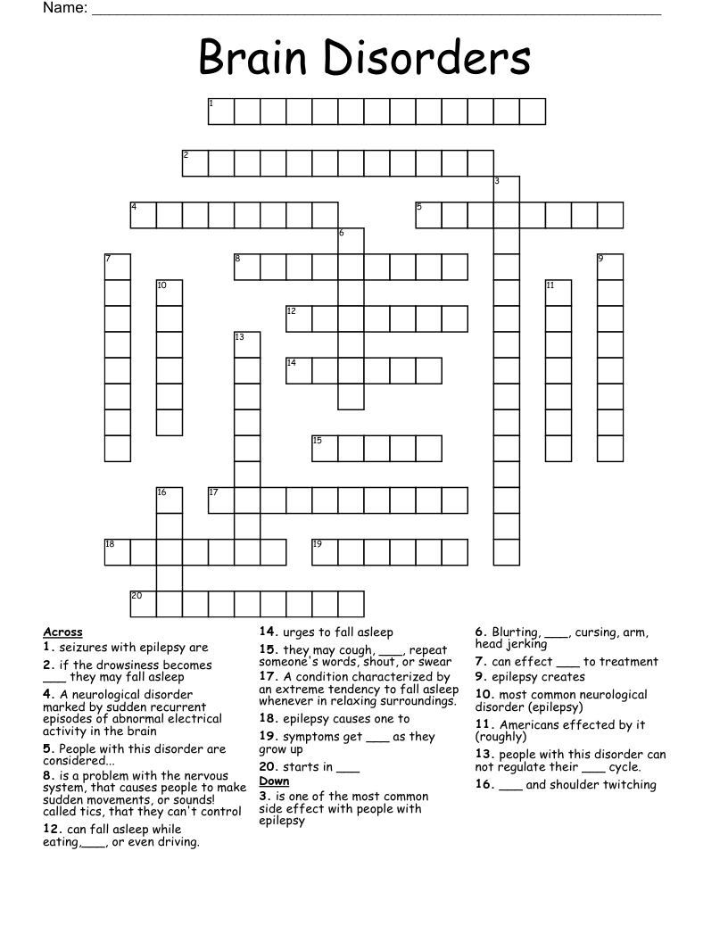 having a nervous disorder crossword clue