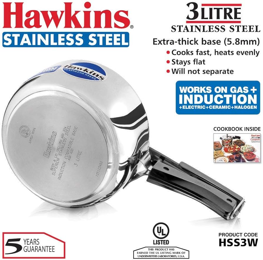 hawkins stainless steel pressure cooker 3 litre