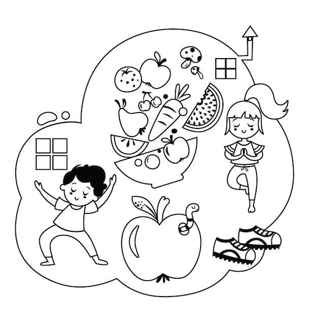 healthy clipart black and white