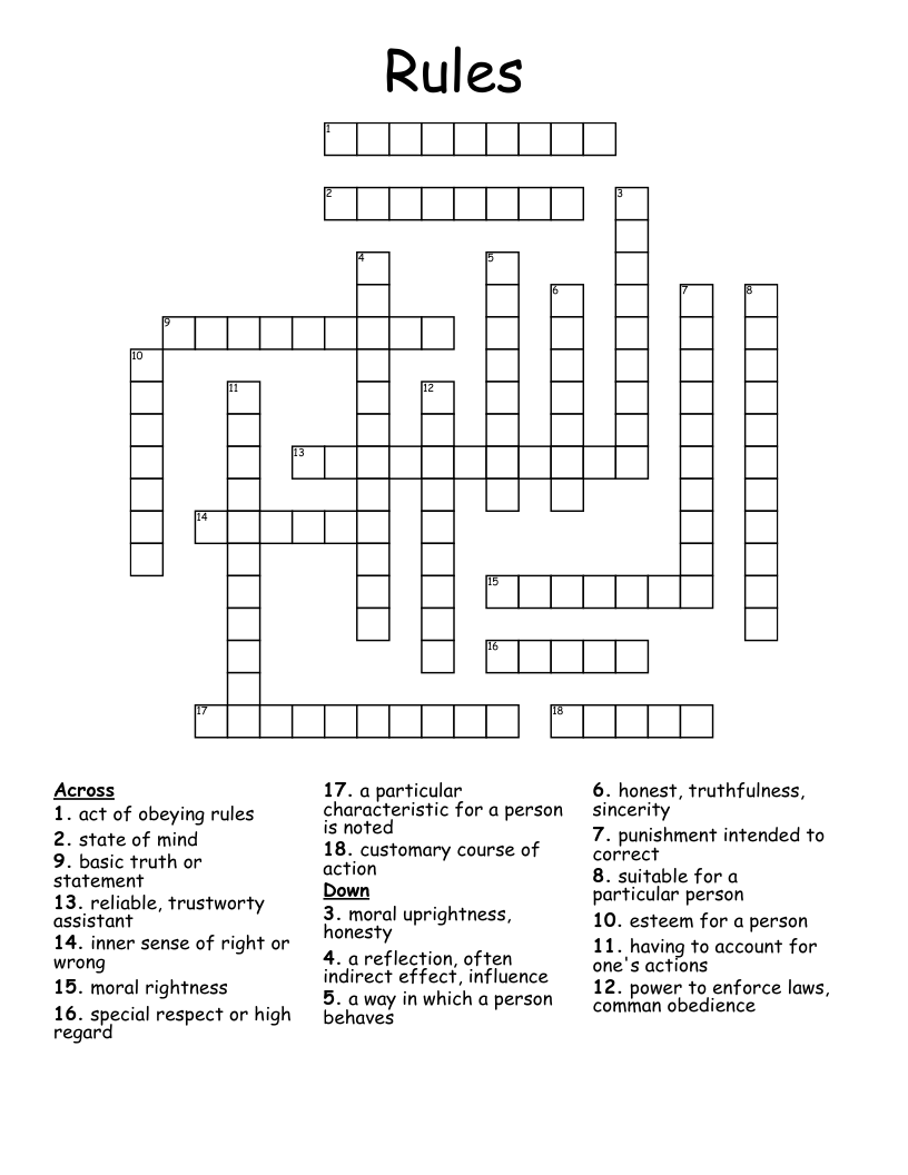 honesty crossword clue