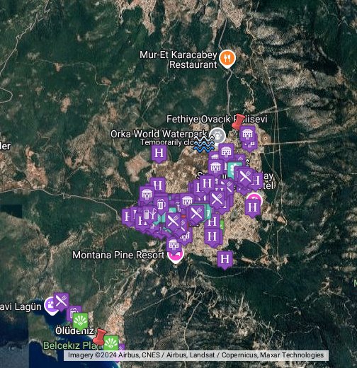 hotel map of hisaronu