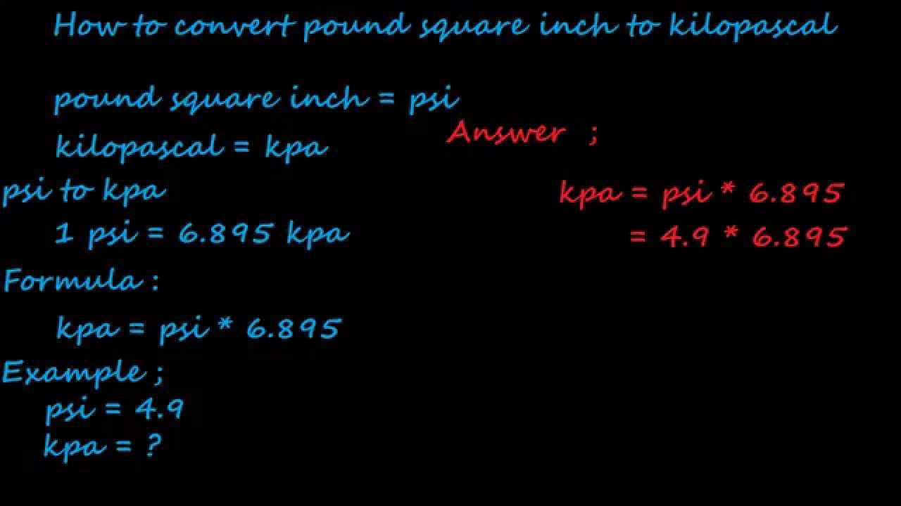 how to convert psi to kpa